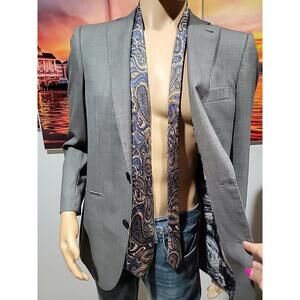 Pierre Balmain Tie Paisley 100% Silk Vintage Blue Brown 61"